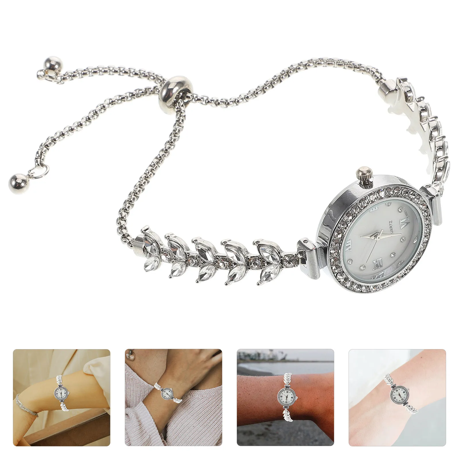 

Женские часы из кристаллического кварца с дизайном русалки, стразами, серебряной цепочкой-браслетом, элегантные, роскошные, наручные, для торжественных случаев