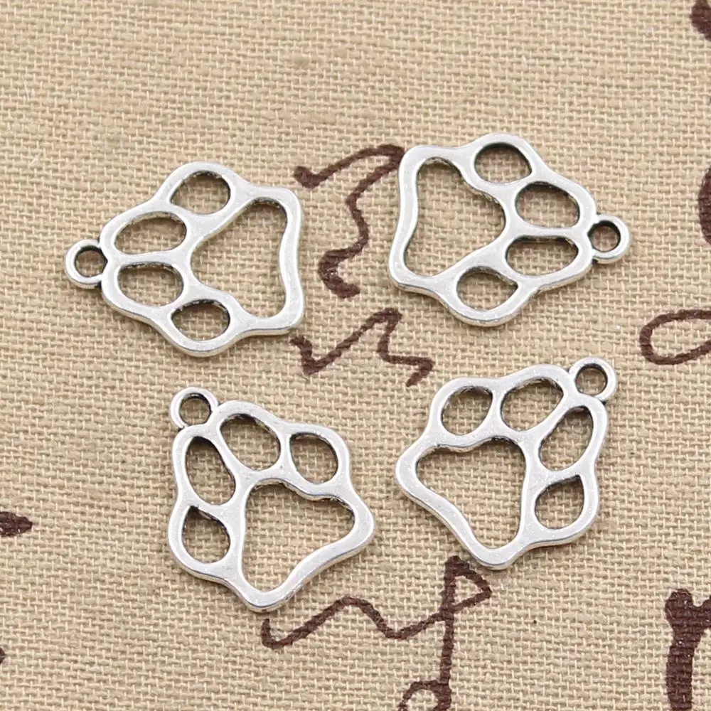 30pcs Charms Dog Bear Paw 19x17mm Antique Bronze Silver Color Pendants Making DIY Handmade Tibetan Bronze Silver Color Jewelry