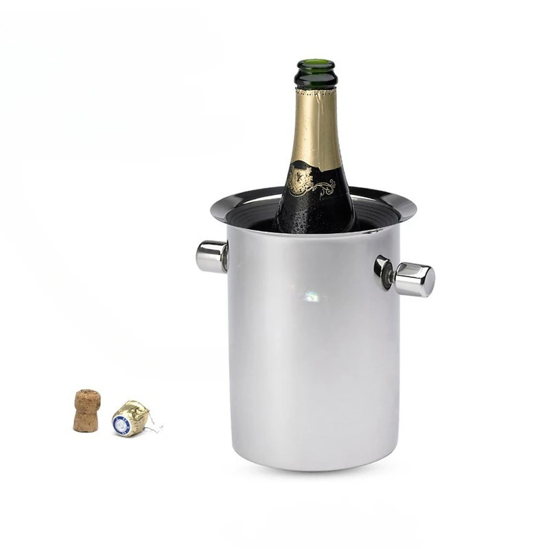 Champagne bucket, red wine ice bucket, outdoor household stainless steel thermal insulation ice bucket