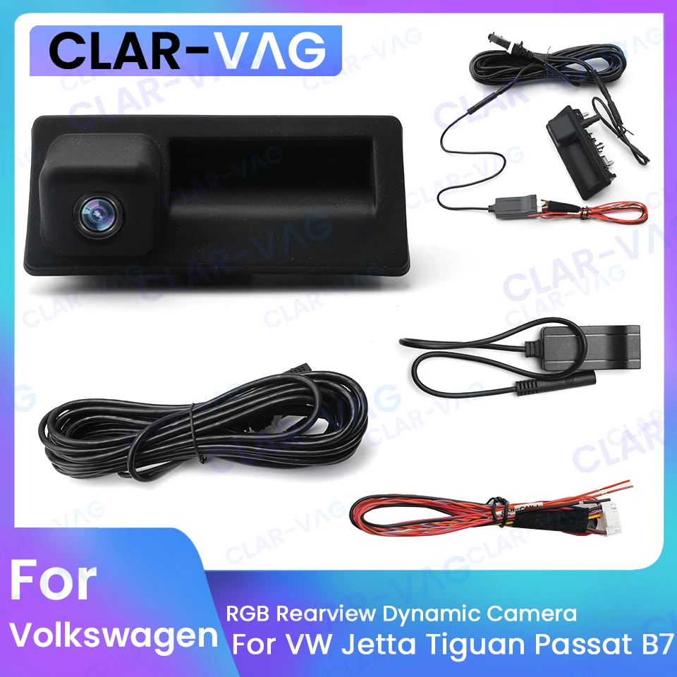 

RGB Rearview Dynamic Camera with Trunk Switch For VW Jetta Tiguan Passat B7 RNS510 RNS315 RCD510 Radio 26 Pins 6.55 Meters Cable
