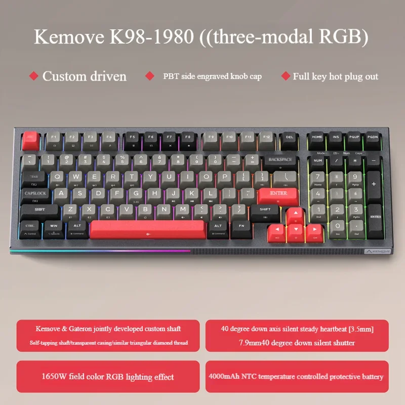 K98 Triple Mode Axis Hot Swap Mechanical Keyboard Customized Wireless Bluetooth Gaming Office Ergonomic PBT Keycaps Keyboard