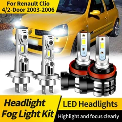 2PCS H7 LED Headlight Bulb Conversion Kit High Low Beam Lamp H11 Fog Light 6000K Super White For Renault Clio 4/2-Door 2003-2006