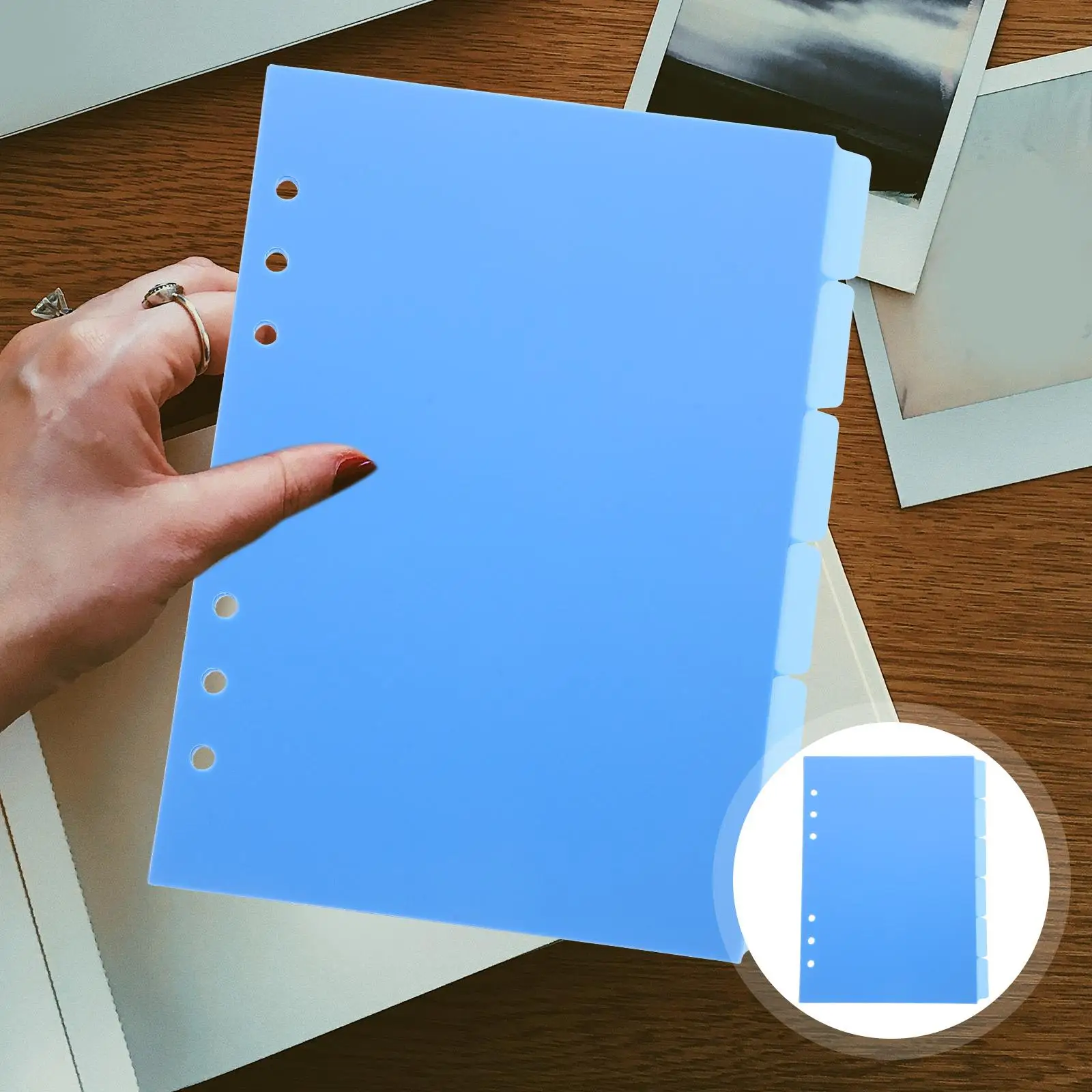 6 Pcs A5 Blue PP Material Notebook Dividers with Writable Tabs for Binder Organizers Detachable Index Page Separators
