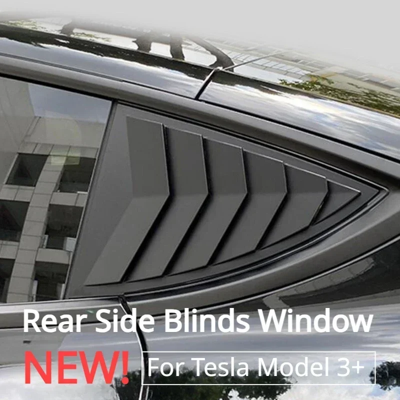 For Tesla Model 3/3+ Highland Rear Side Blind Window Rear Triangle Window Spoiler Louver Shutter Cover Car Accessories 2021-2024