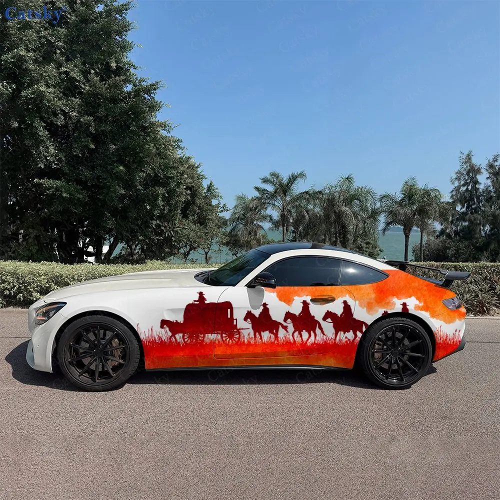 

Наклейки для автомобиля Cowboy Racing Team: Виниловая пленка для полной оклейки кузова с цветочным декором, скрывающая царапины, водонепроницаемая, защитная.