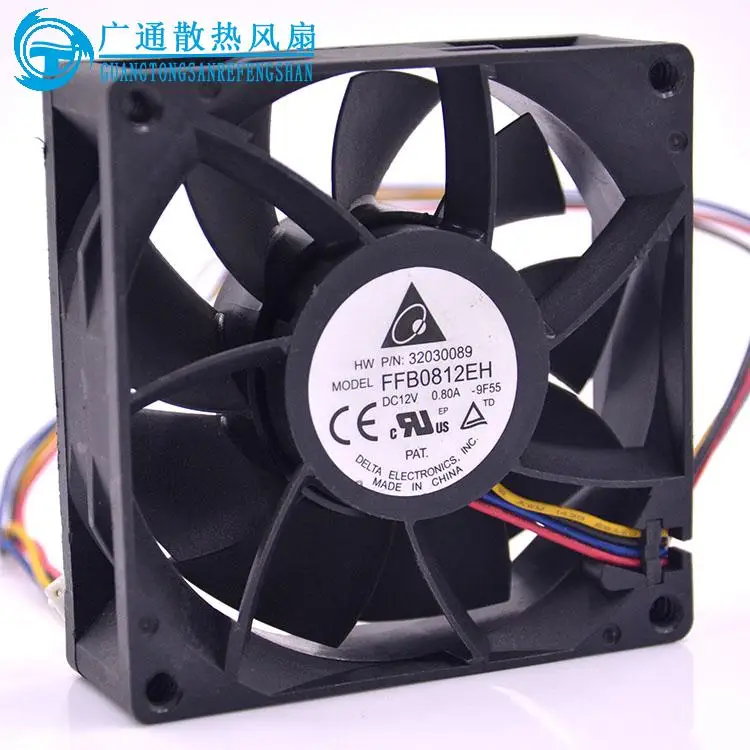 Delta Electronics FFB0812EH Ventola di raffreddamento CC 12 V 0,8 A 80 x 80 x 25 mm a 4 fili