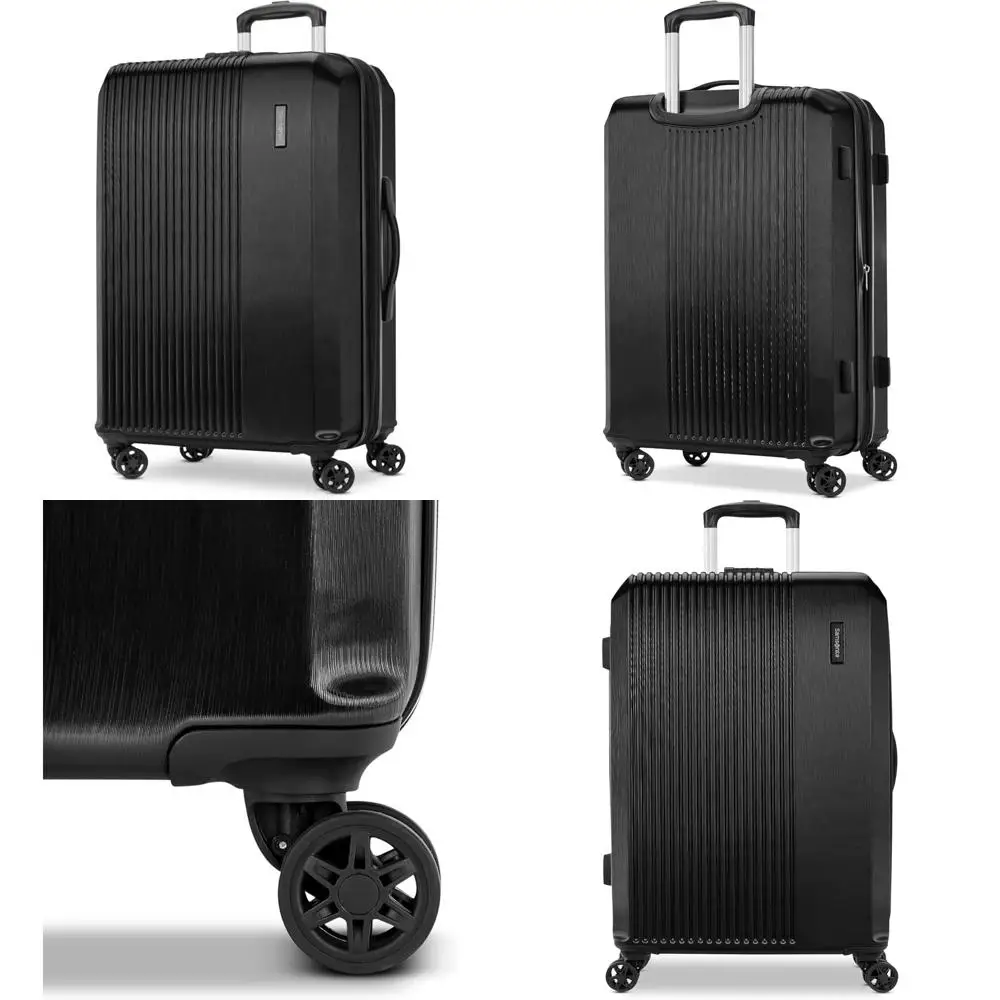 

Жесткий чемодан Alliance Se с вращающимися колесами, легкий, большой спиннер, бас-черный