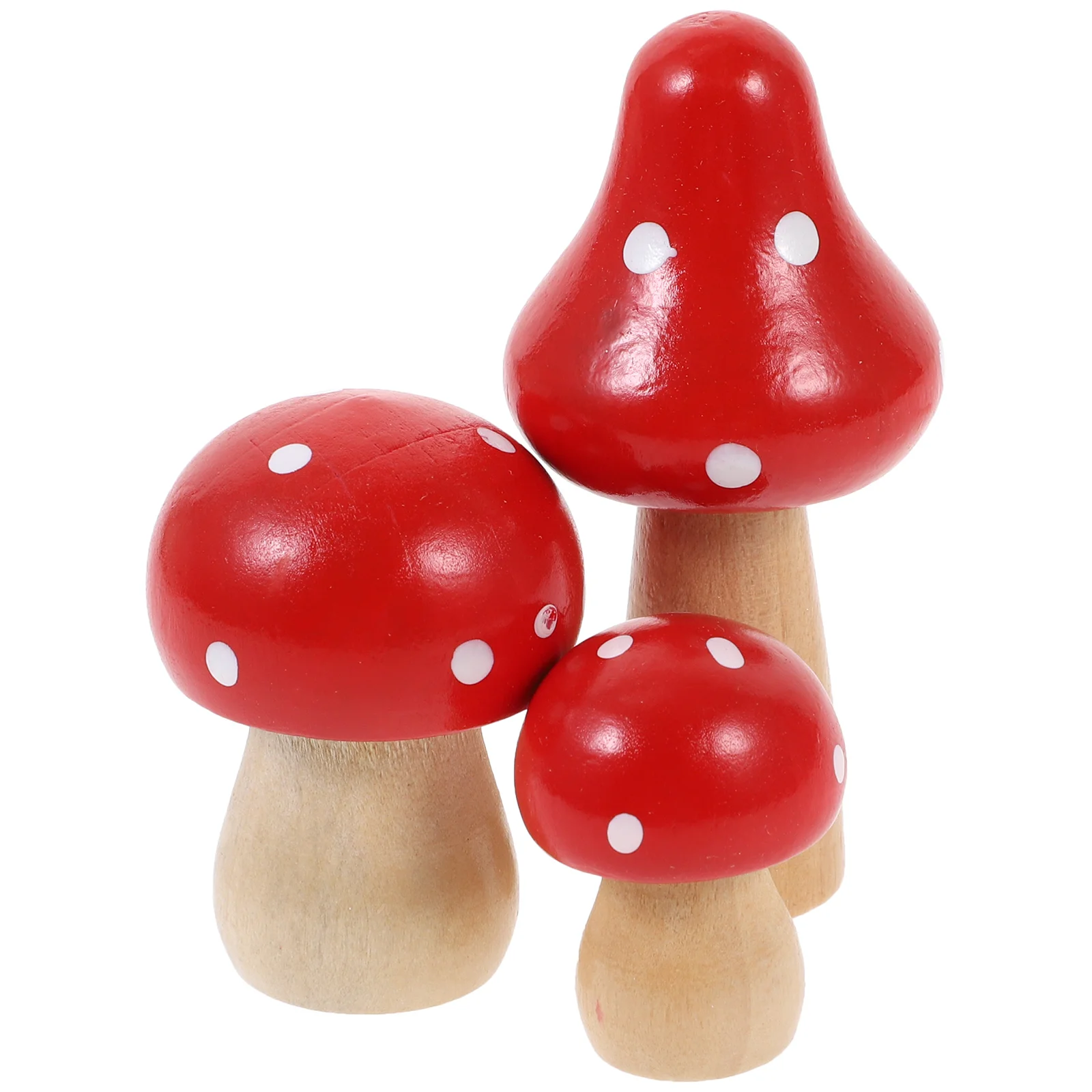 

3 Pcs Toy Room Office Artificial Plants Mini Surfboard Decoration Wooden Mushroom Simulated