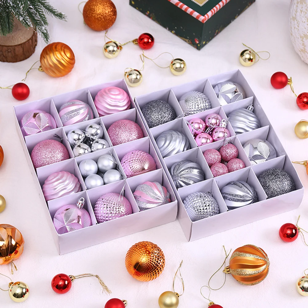 Christmas Balls Decorative Balls Blue Gray Pink Red (As Pictures Show) 26 Pcs Box High Quality Quality Is Guaranteed