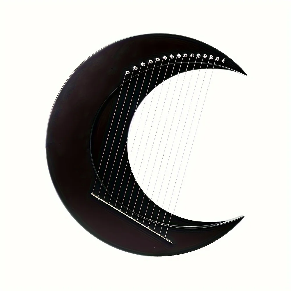 

Hluru 15 Notes Lyre Black Moon Lyre Lyre Maple + Elm Piano C Key Professional Leyaqin Portable Finger Harp Beginner