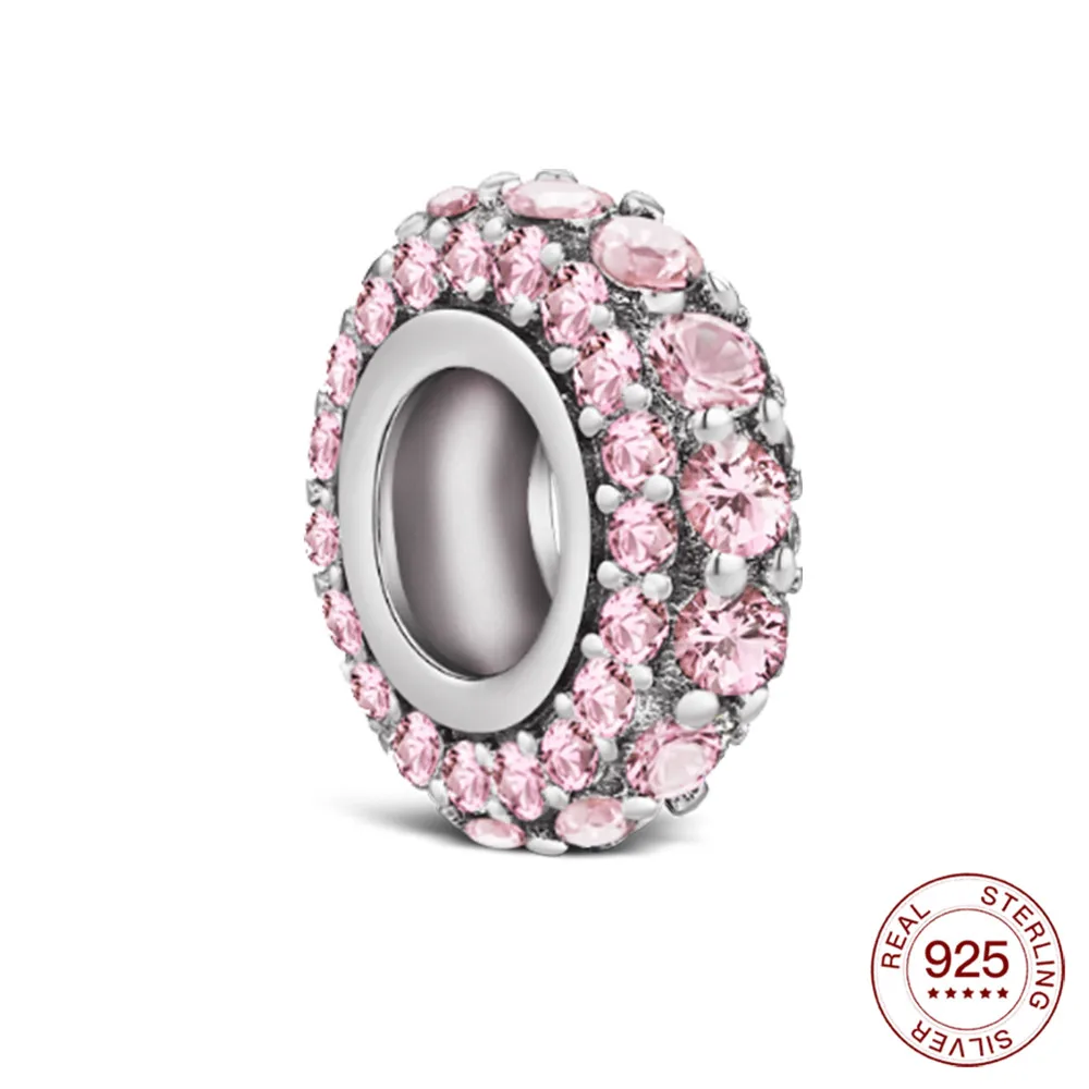 

Очаровательная пряжка из стерлингового серебра 925 пробы с розовым бриллиантом, тонкая прокладка, подходит для браслета, женские ювелирные изделия своими руками, горячий подарок любви