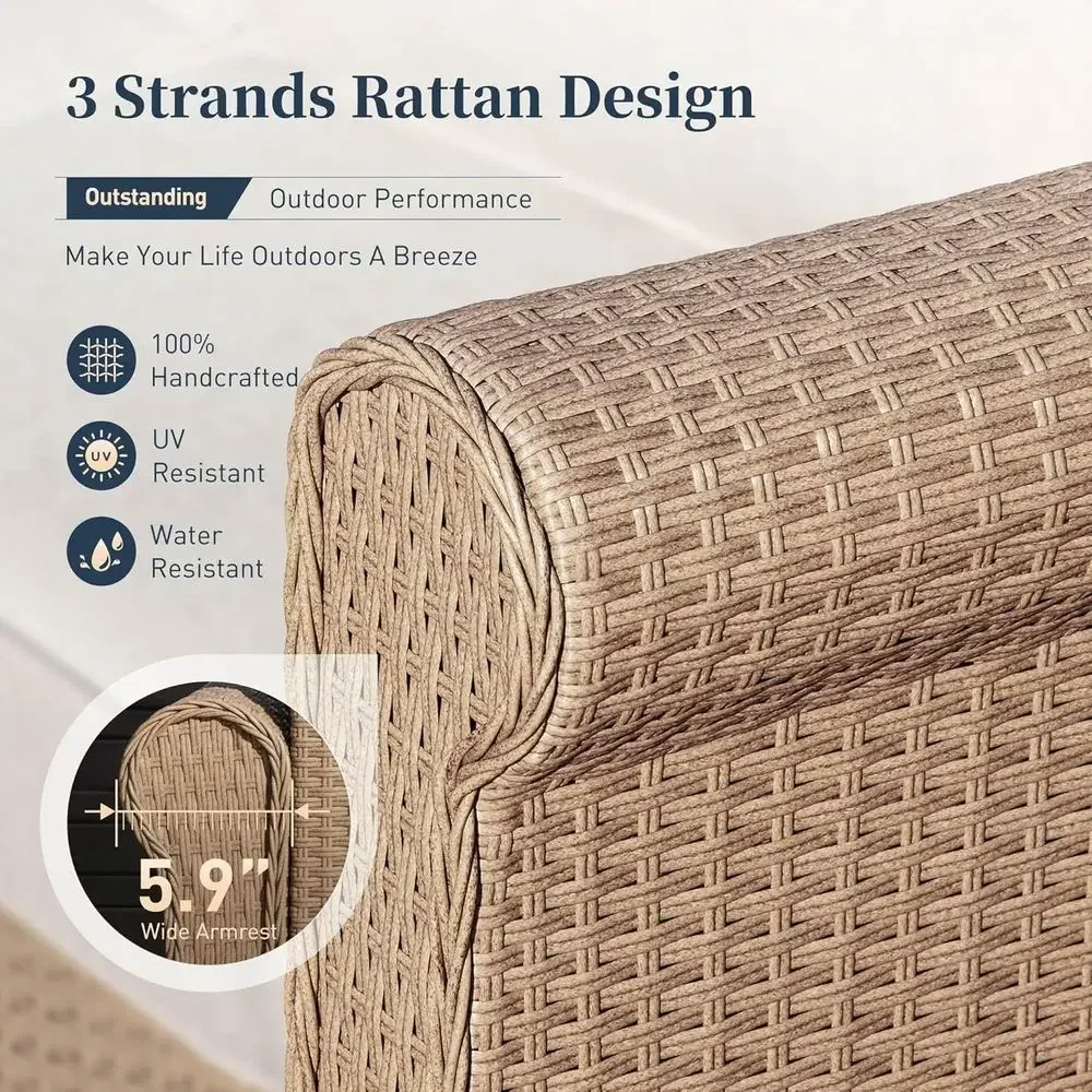 Patio Rattan loveseat, 2-Seat Wicker Rattan Soa with 5.5