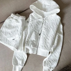 New Letter Printing Sets For Women 2 Pieces Zipper Long Sleeve Hooded And Drawstring Shorts Tracksuits Women's Suit Outfit