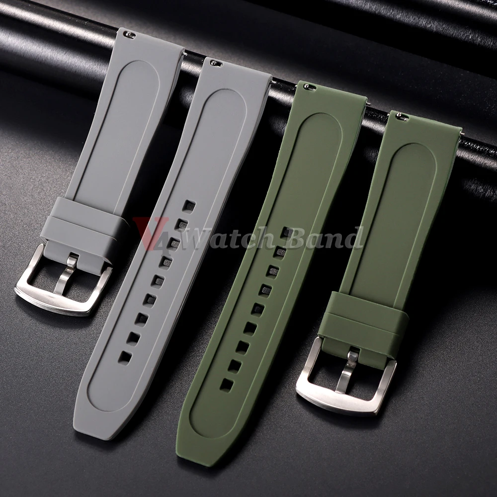 Soft Silicone Sports Bracelets 20mm 22mm Watchband Black Brown Orange Blue Wristband Quick Release Silicone Rubber Watch Strap