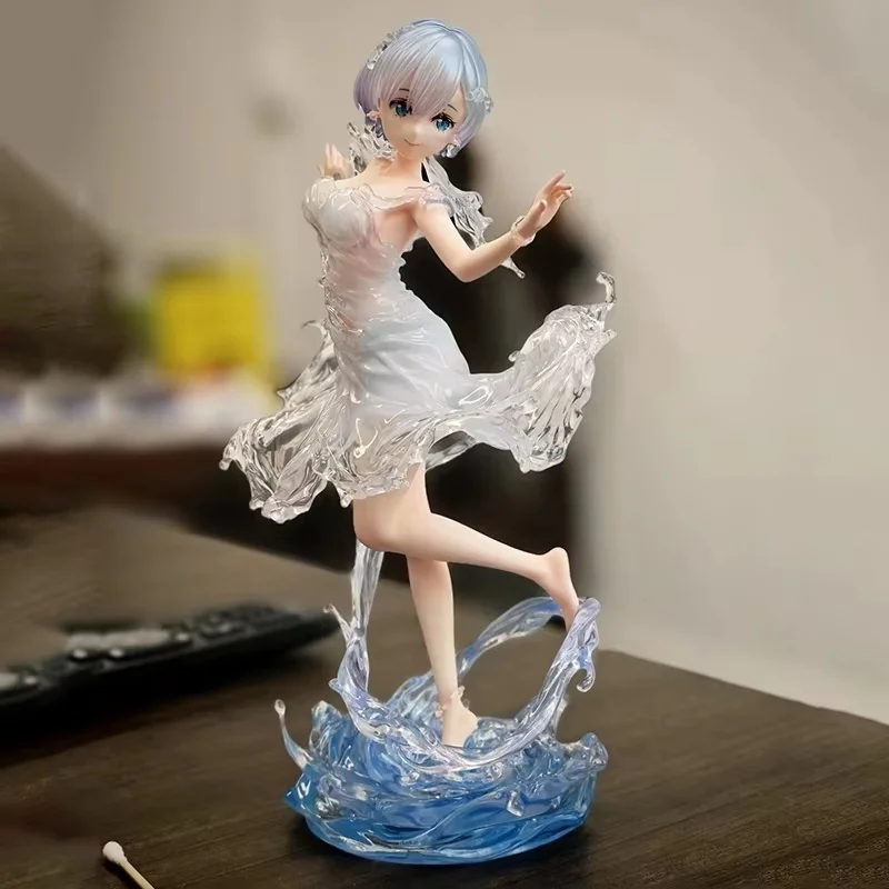 Anime Action Figure Modello da tavolo Un mondo diverso Kit di costruzione antigraffio Giocattolo da collezione quadratico con ornamenti Rem Water Dress
