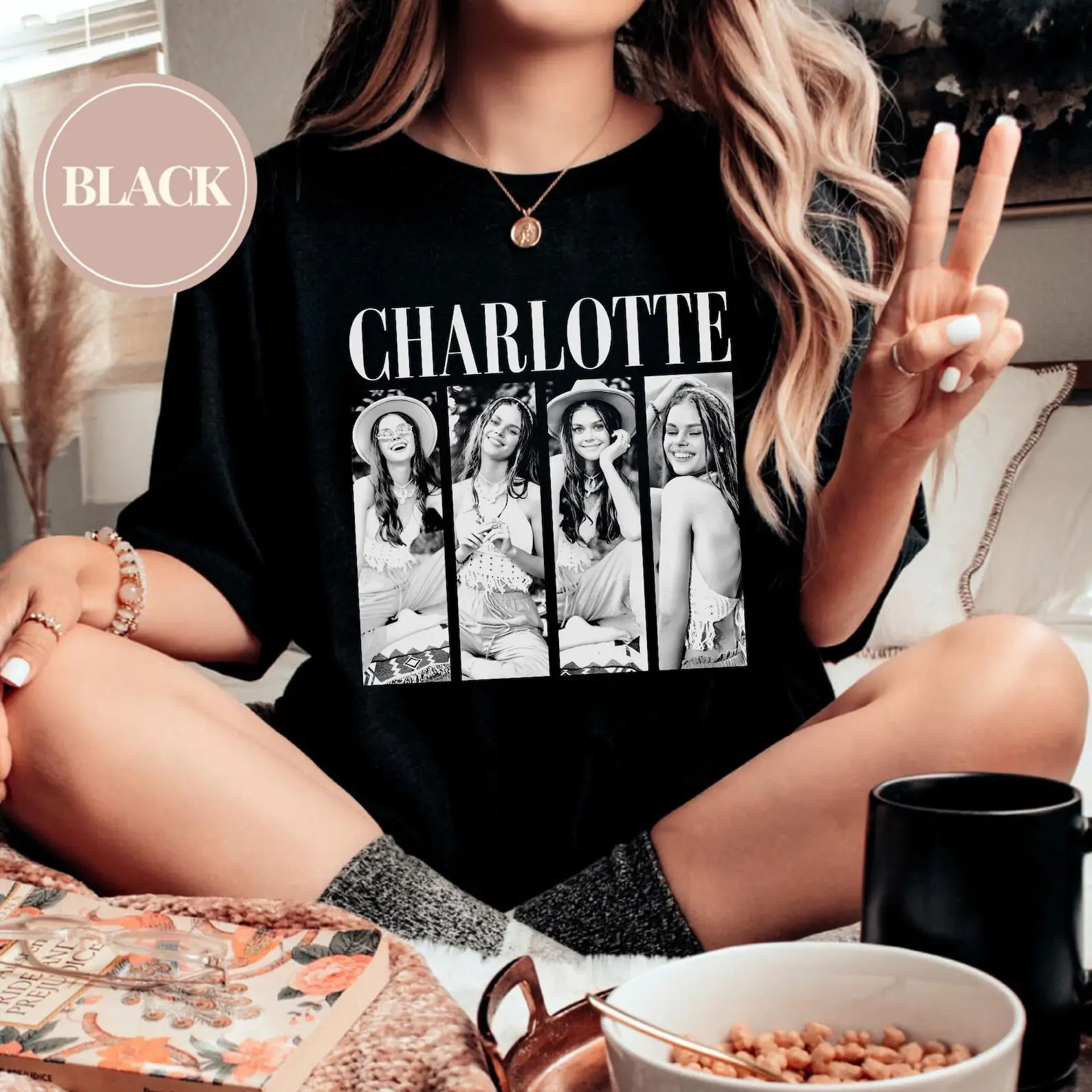 Custom Photo Girlfriend Name Shirt Men Women Cotton Shirt Personalised Boyfriend Face ShirtBachelorette Surprise Birthday Gift