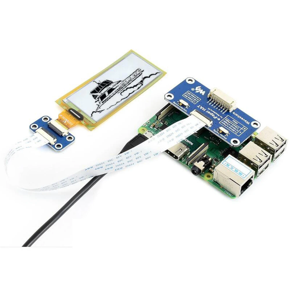 

2.9inch Flexible E-Ink Display HAT for Raspberry Pi with Embedded Controller Dual- Color SPI Interface Supports Partial Refresh