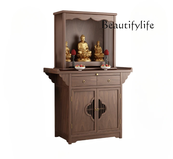 

New Chinese-style solid wood Buddhist niche vertical cabinet, household cabinet, living room shrine cabinet, dedicated to hall