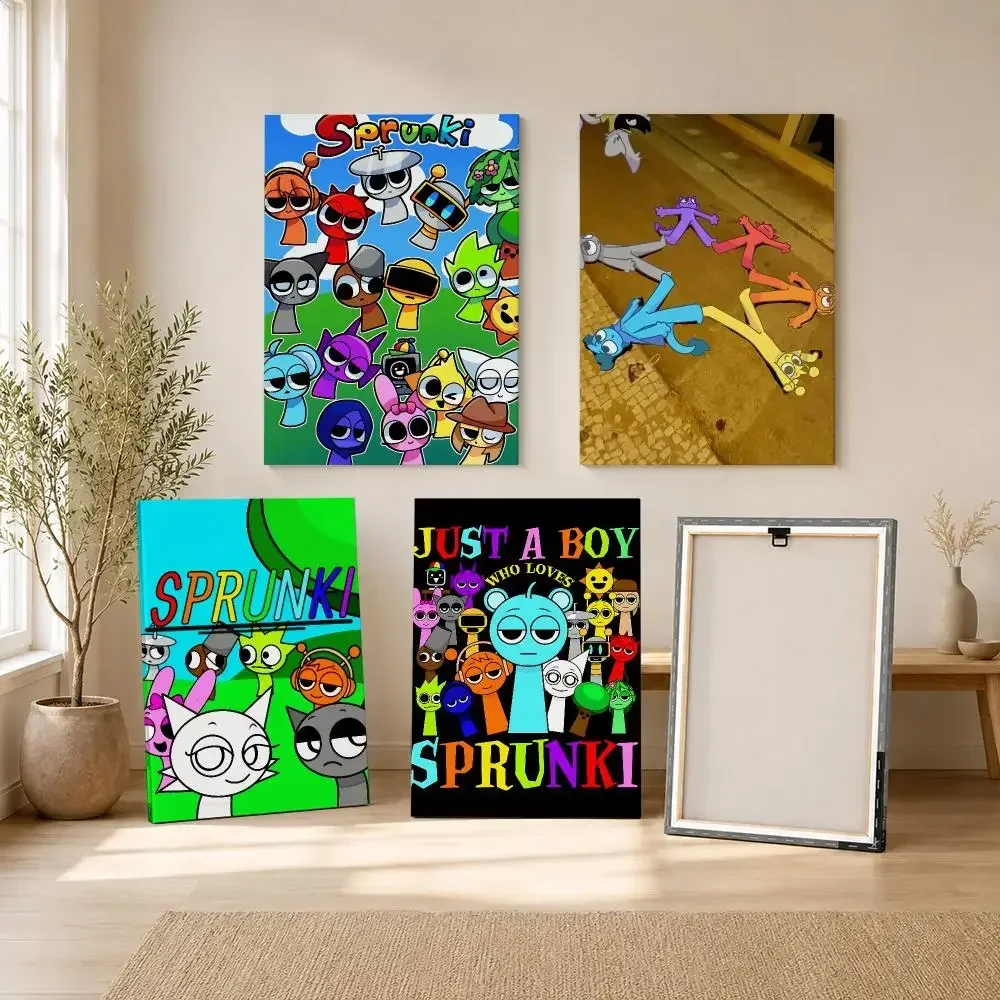 S-Sprunki Game Painting Calligraphy Framed Canvas Wall Art Print | Modern Poster | Home Hallway Decor