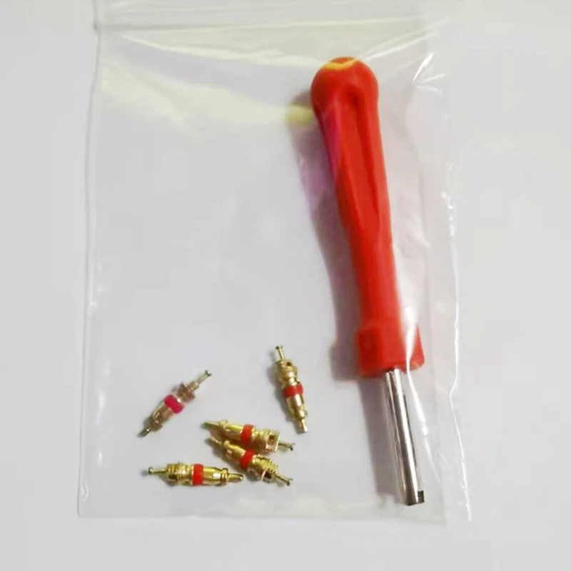 Kit de herramientas de extracción de núcleo de válvula de neumático, llave de núcleo de válvula, destornillador con núcleo de válvula de cobre