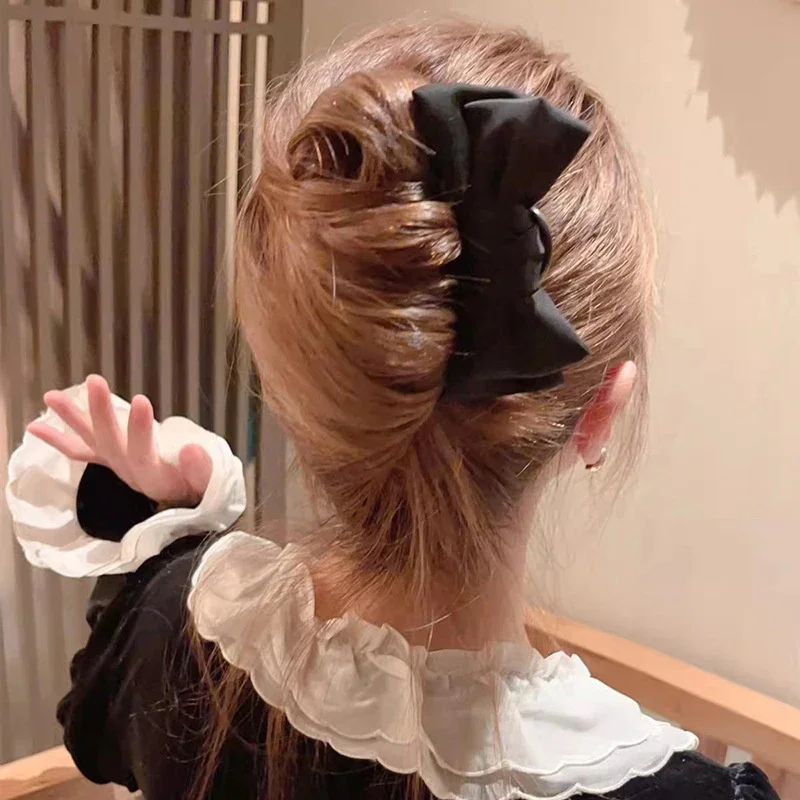 1pc Elegant Fashion Women's Bow U-shaped Hair Clip Suitable For Girl Daily Wear Accessory Black Boutique Hairpin Hair Accessory