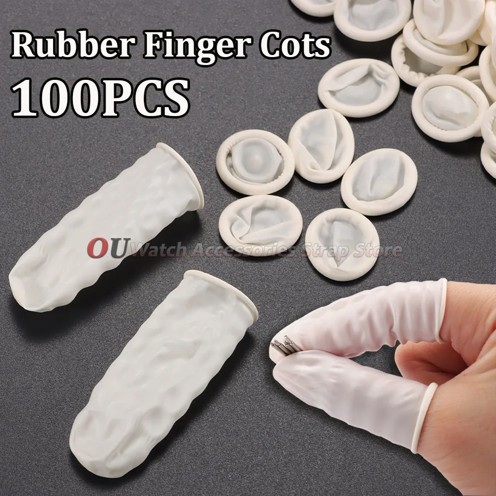 White Rubber Finger Cot Watch Repair Kit 50/100Pcs Latex Disposable Protective Finger Cots Dust-proof Finger Watch Accessories