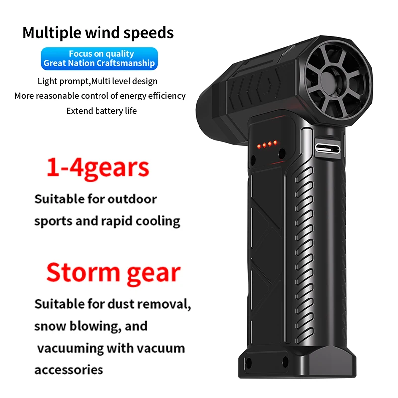 8000mAh Turbo jet fan 150000 RPM Powerful Snow Blower High-speed Dust Fan Mini Turbo Jet Fan Handheld Brushless Motor Car Dryer