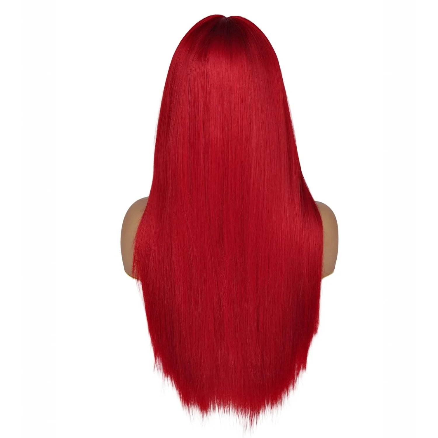 Red long straight hair synthetic wig for Halloween cosplay wig for role-playing, daily party, high-temperature hairnet