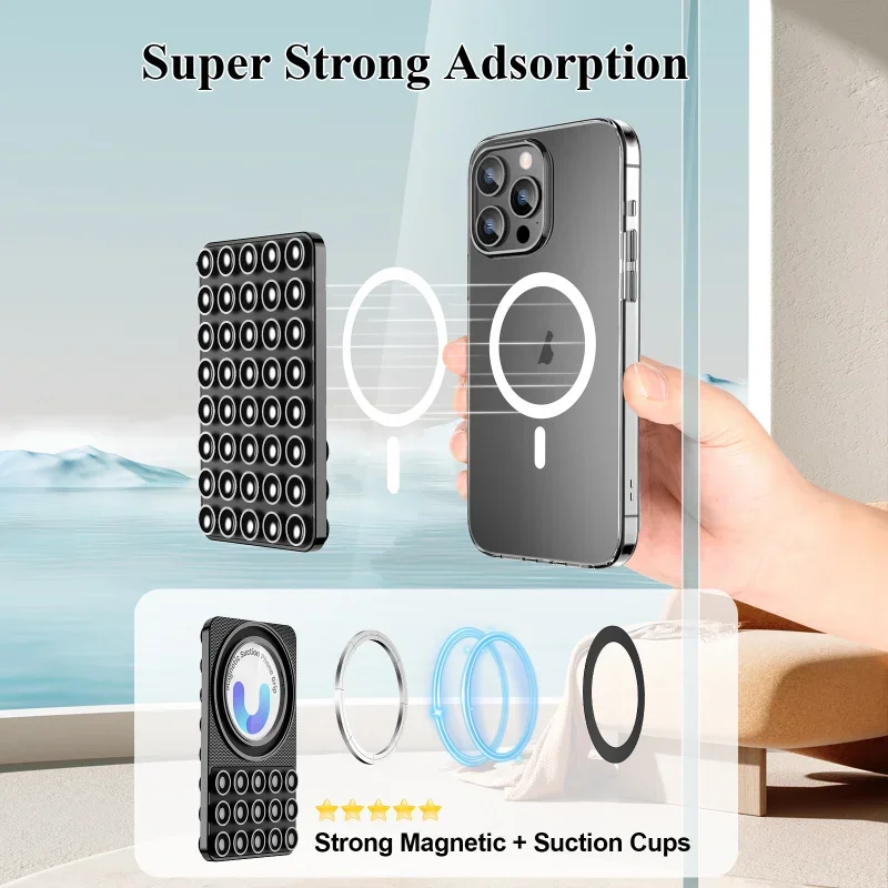 

Многофункциональный магнитный держатель для телефона, силиконовая присоска, портативная подставка для Magsafe iPhone, двухстороннее магнитное крепление для телефона