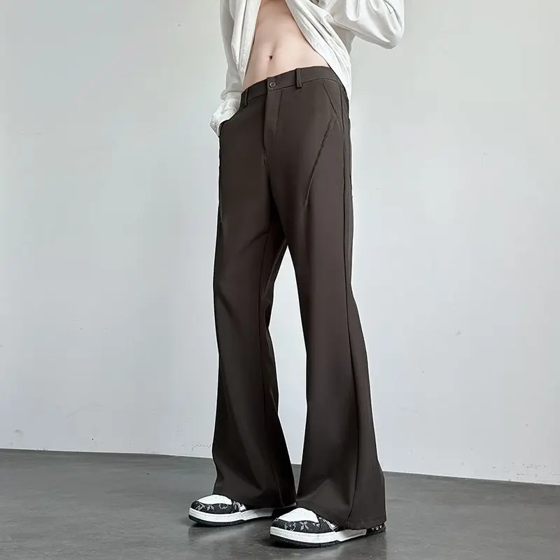 Picture 4: Solid Color Draped Flared Basic Trousers Men's American Retro Autumn Winter Minimalist Casual Pants Loose High Street Suit Pants