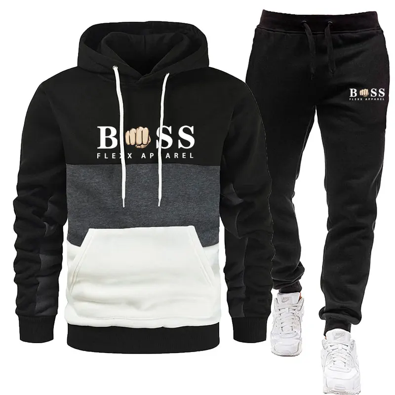 Herren-Sport-Set im europäischen und amerikanischen Stil Frühling und Herbst neue Outdoor-Freizeit mode Herren farblich abgestimmte Hoodie und Hose