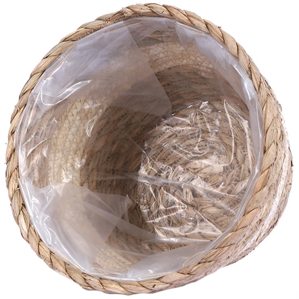 Flower Pot Basket Multi-use Storage Container Rustic Planter Woven Jute Hand Baskets Indoor with Liner Pe