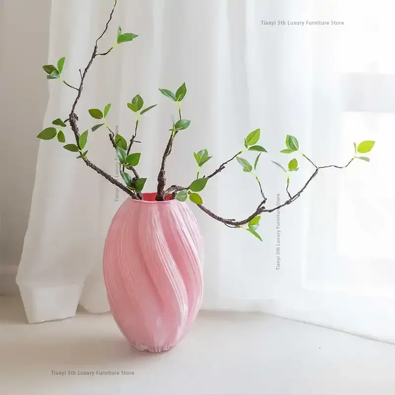 Pink Marshmallow Vase Figurines Glass Living Room Desktop Hydroponics Miniatures Advanced Fashion Home Decor Crafts Estatua FYFM
