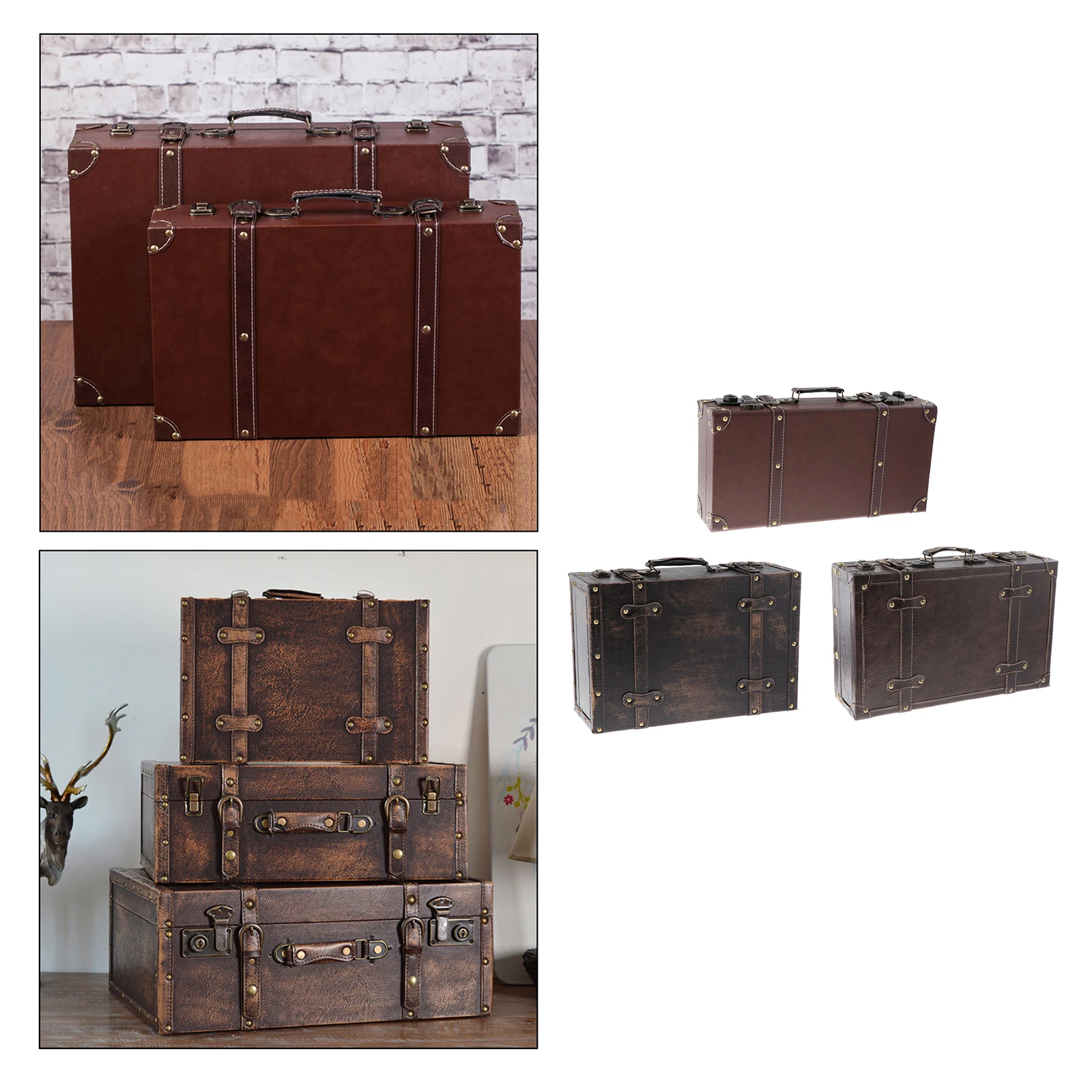 

1шт ретро деревянный кожаный чемодан для мужчин женщин домашний декор органайзер упаковка