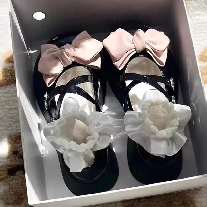 2026 Spring New Lolita Style Girl Princess Shoes Simple Versatile Kids Leather Shoes Sweet Cute Girl Thick Soled Mary Jane Shoes