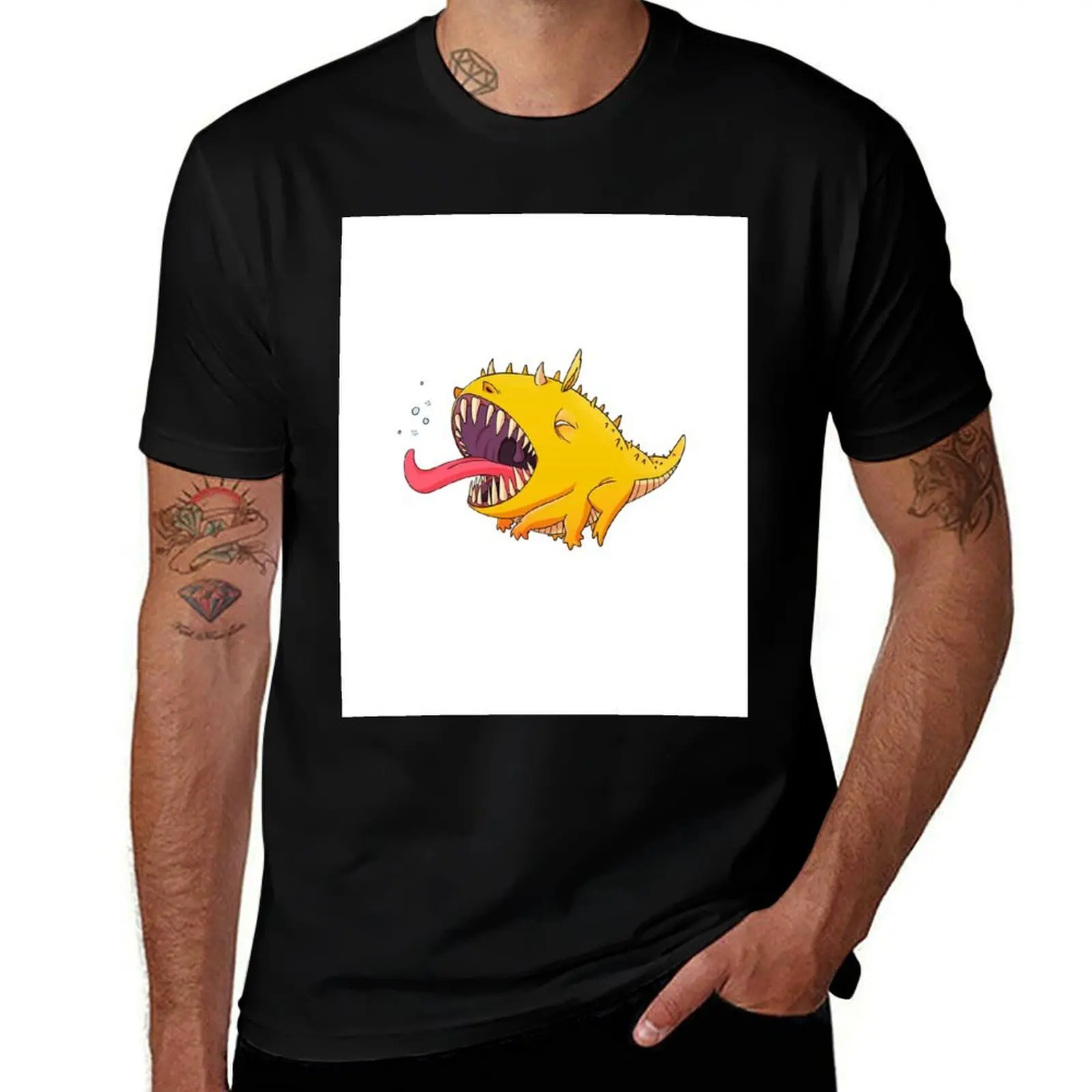 Yawning Monster T-Shirt Graphic Print Short Sleeve T-Shirt