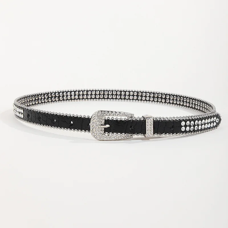 

Niche full diamond belt women's rivet decoration fashion all-match