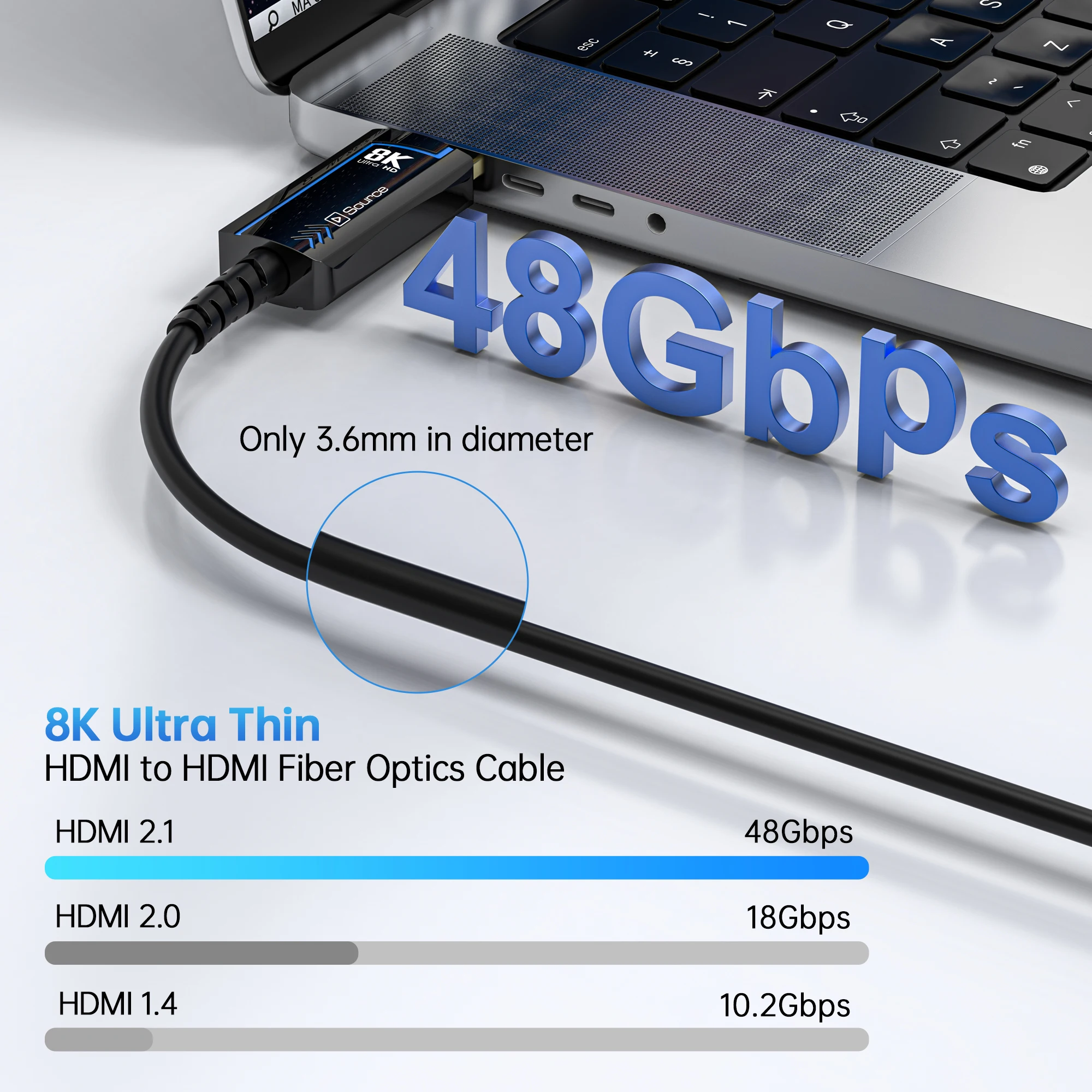 8K 60 هرتز HDMI 2.1 كابل الألياف الضوئية فائق السرعة 48Gbps 4K 120 هرتز HDR eARC 3D 2M 5M 10M 15M 20M 30M 50M لجهاز عرض التلفزيون