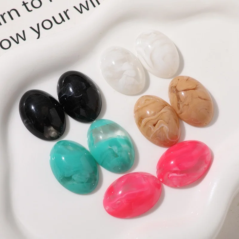 Summer style 50pcs/lot ink wash pattern geometry ovals shape resin cabochon beads diy jewelry garment hair accessory