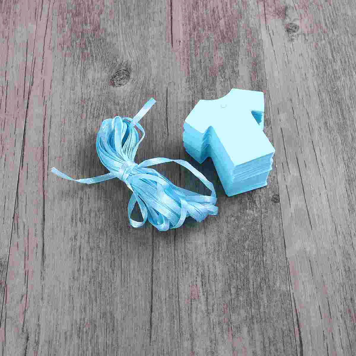 100pcs Baby Favour Gift Tags Paper Cloth Shape (Blue) Baby Favour Cloth Shape
