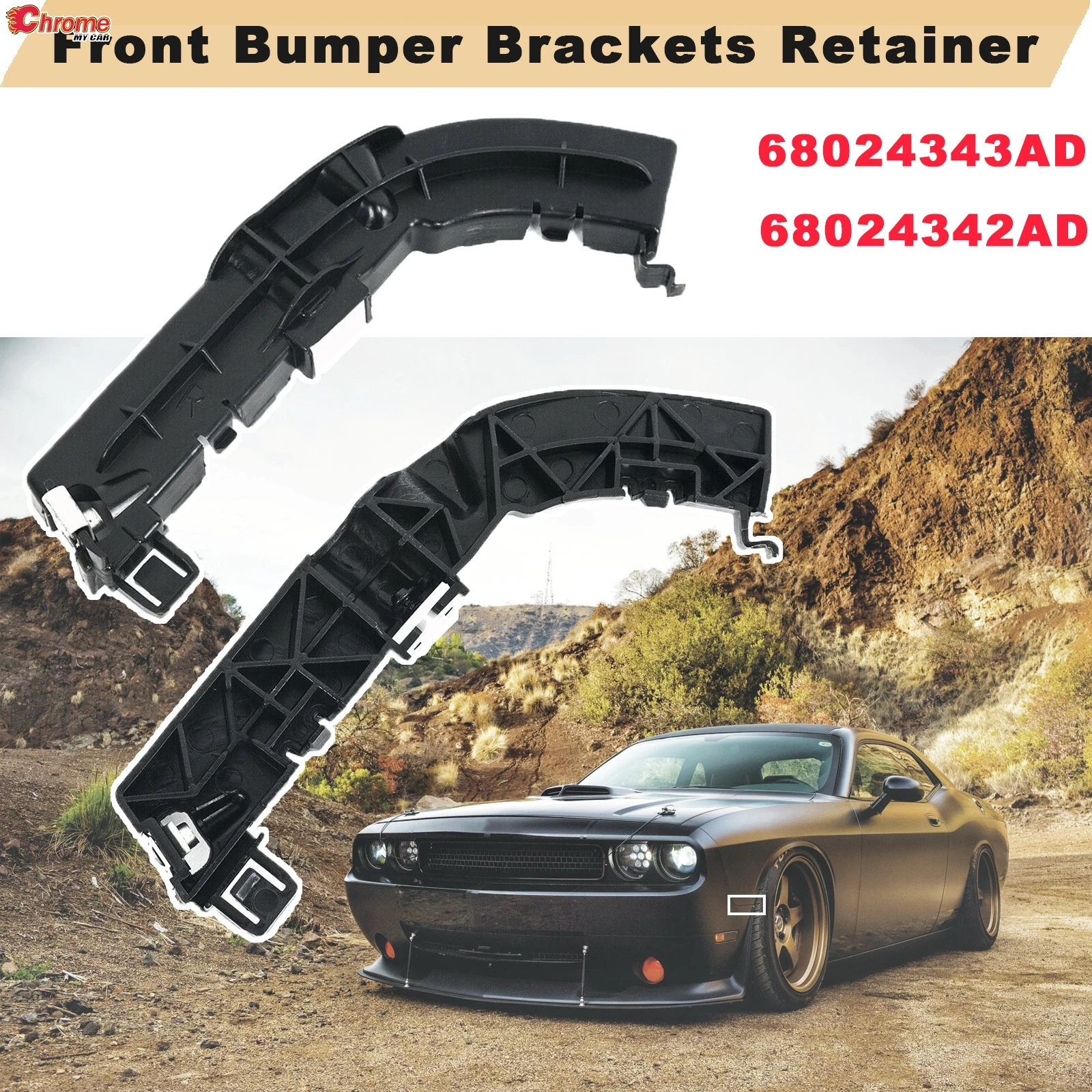 For DODGE CHALLENGER 2008 2021 Car Front Bumper Retainer Bracket Spacer Left Right Side Beam Mount Support 68024342AD 68024343AD