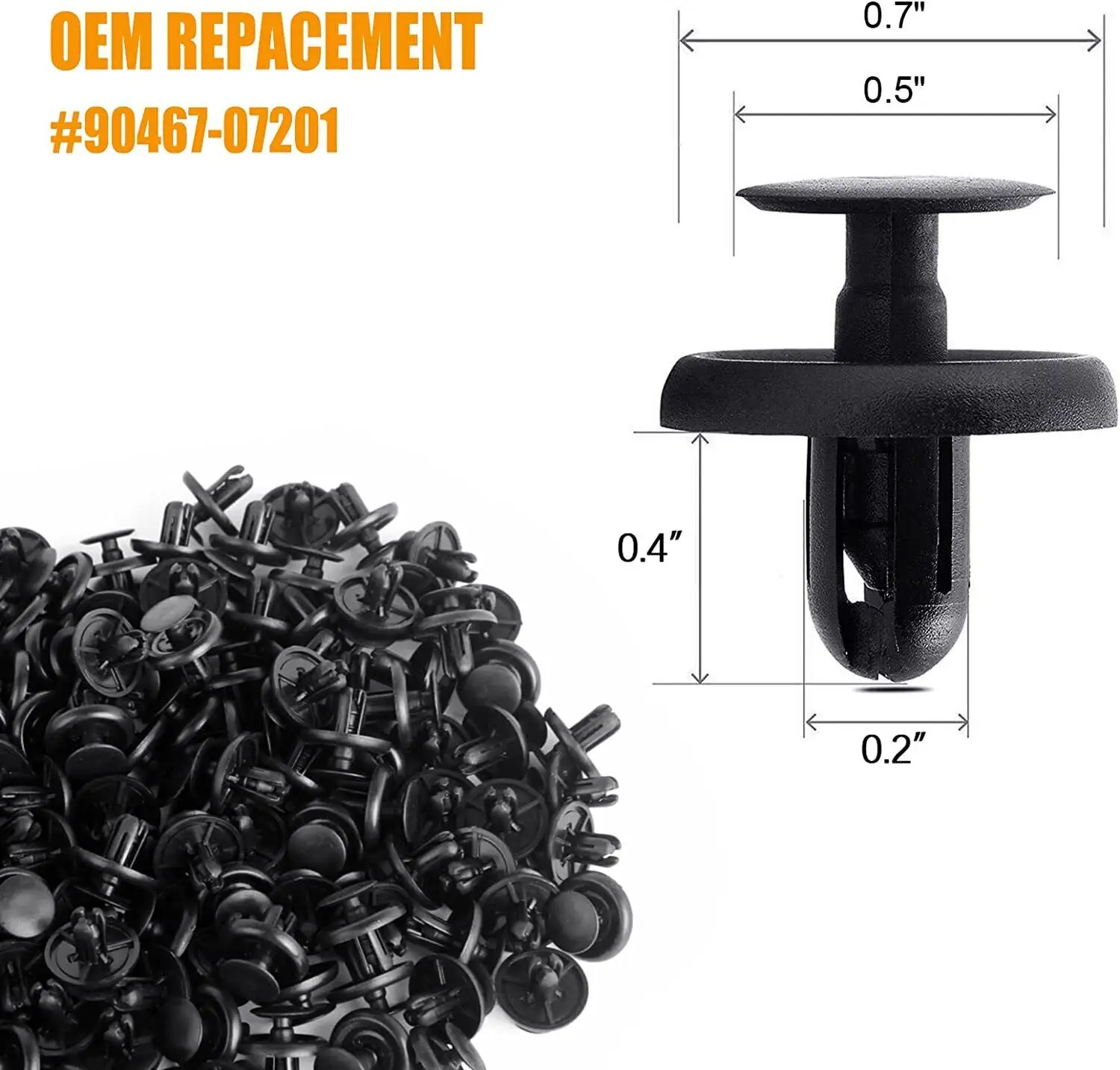 100 pcs Fender Push Clips Retainer Plastic Rivet Fastener 7mm For Toyota Pontiac