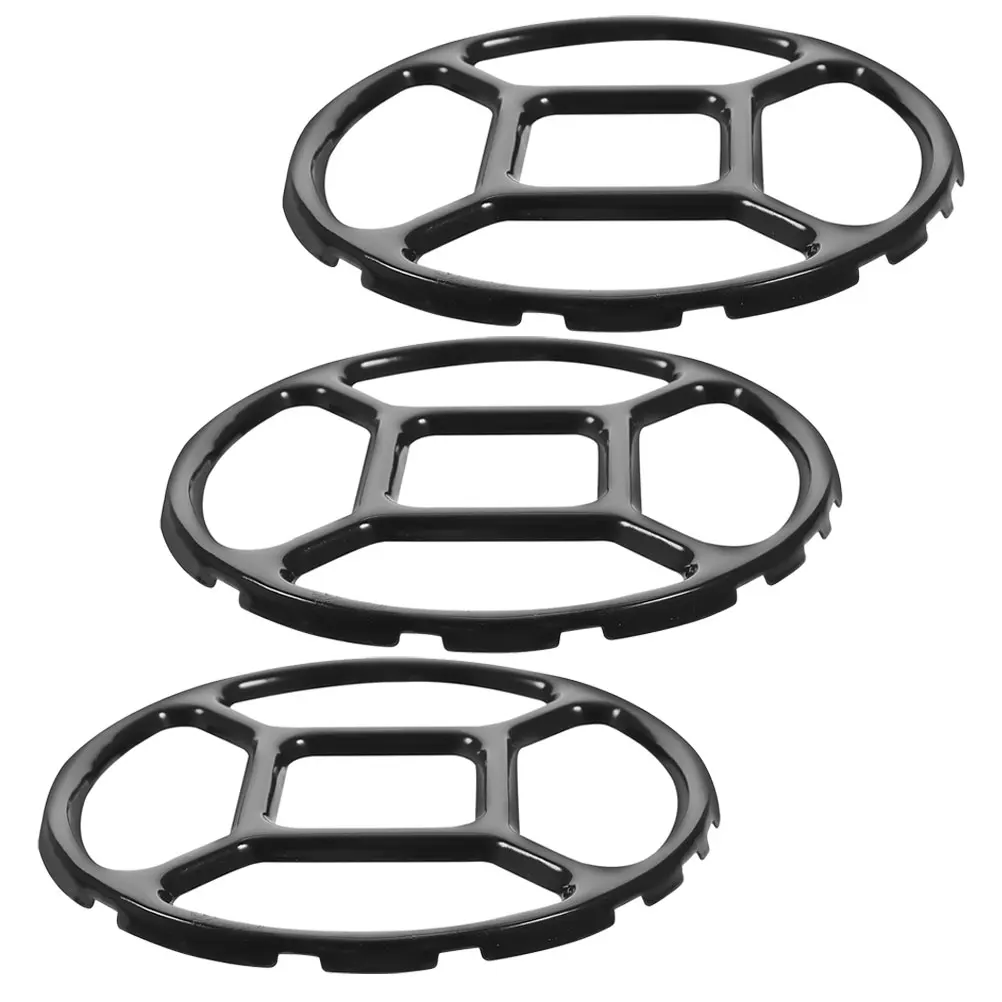 

3 Pcs Black Round Wok Ring for Gas Stove Enamel Compact Design Easy Storage Heat Diffuser Perfect
