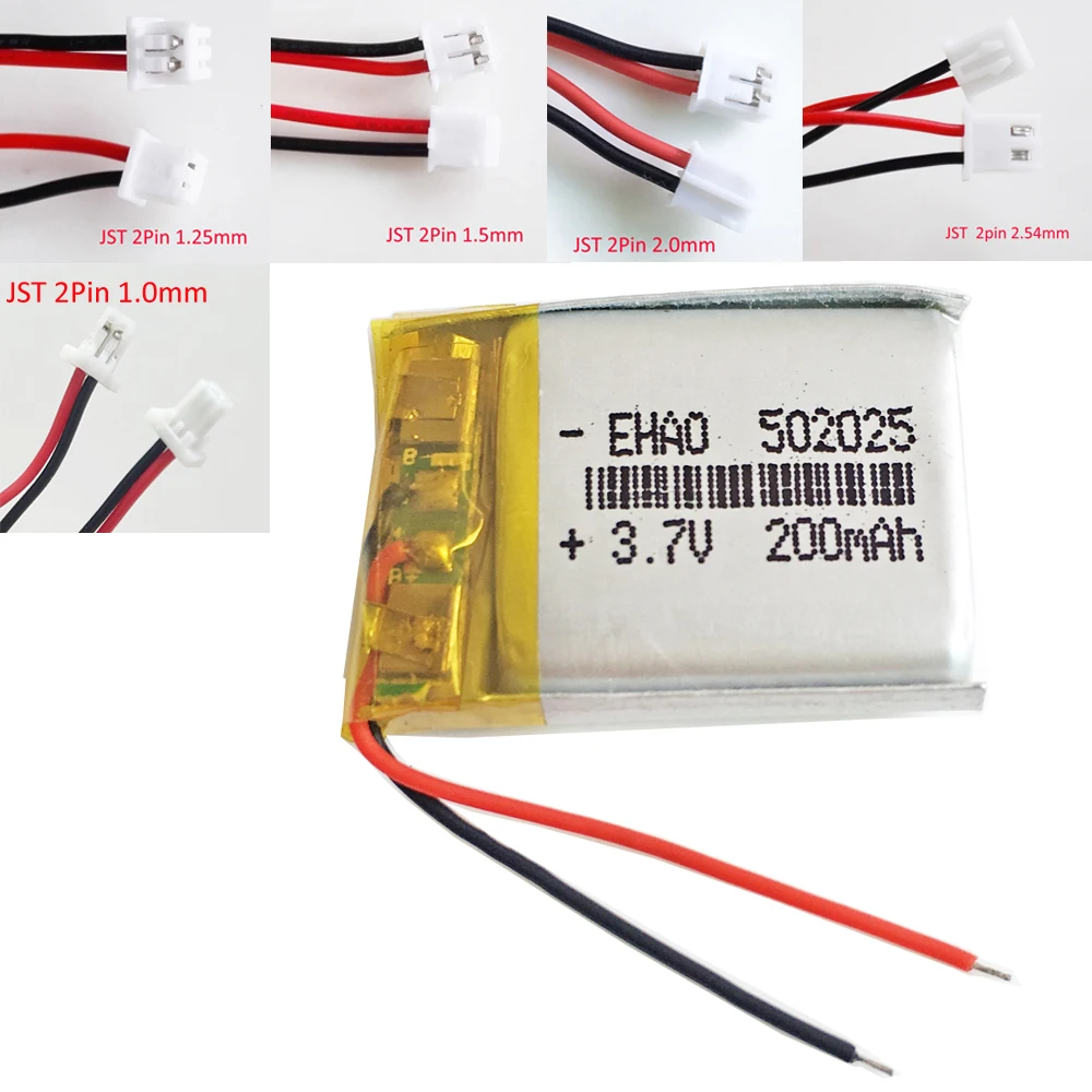 3.7V 200mAh Li-Polymer LiPo Rechargeable Battery + 502025 For Mp3 Camera Bluetooth GPS Recorde Speaker Smart Watch Led Light