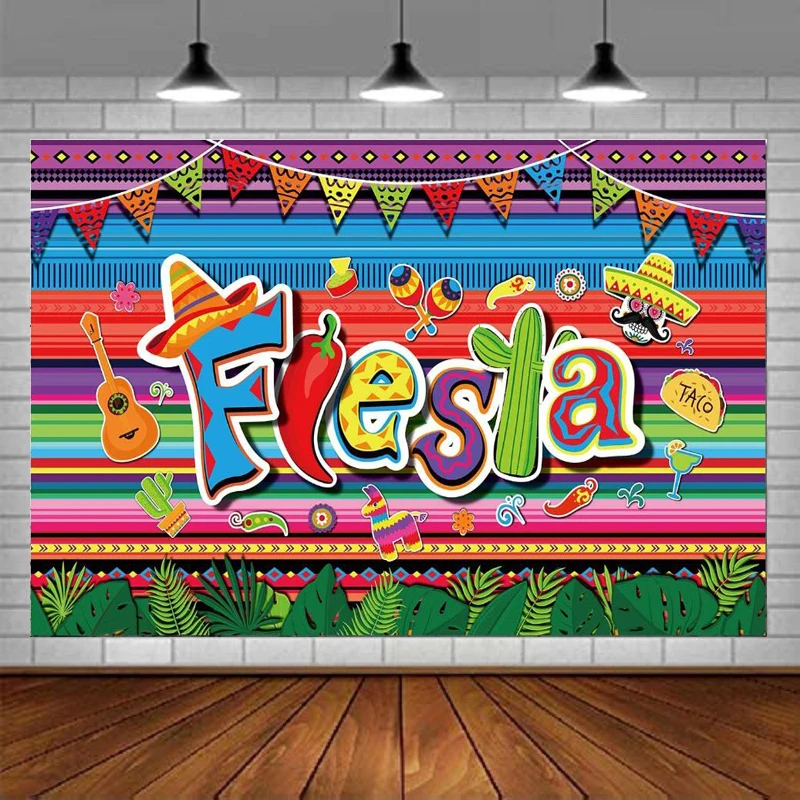 

Photography Backdrop Summer Fiesta Mexican Luau Theme Cinco De Mayo Colorful Banner Birthday Party Interior Decor Background