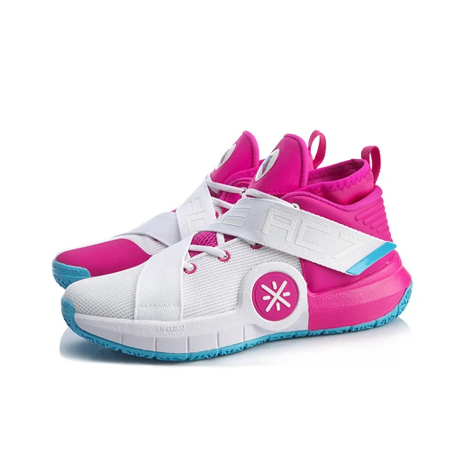 Li Ning All City 7 Hook and loop High top Basketball Shoes Men's White Pink ABAP105-6 view 4