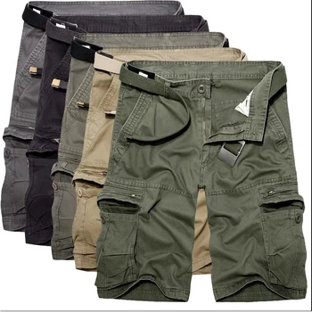 Zomer Heren Mode Cargo Shorts Kaki Katoenen Shorts Casual Losse Multipocket Shorts Heren Tactische Short