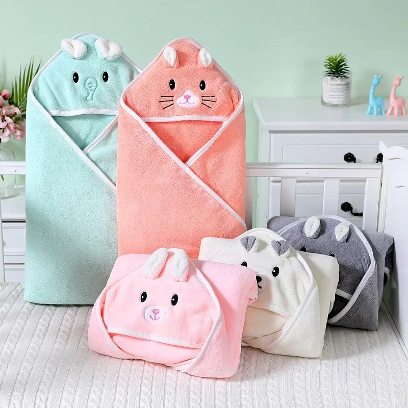 Baby Bath Towel Soft Coral Fleece Sleeping Blanket for Boy Girl Newborn Animal Style Hooded Blanket Toddler Bathrobe Baby Stuff