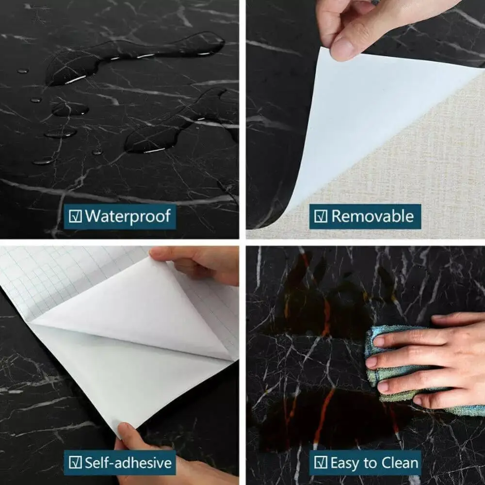 40cm Marble Vinyl Self Adhesive Wallpaper Waterproof Contact Paper PVC Wall Stickers for Kitchen Livingroom Home Decorative Film
