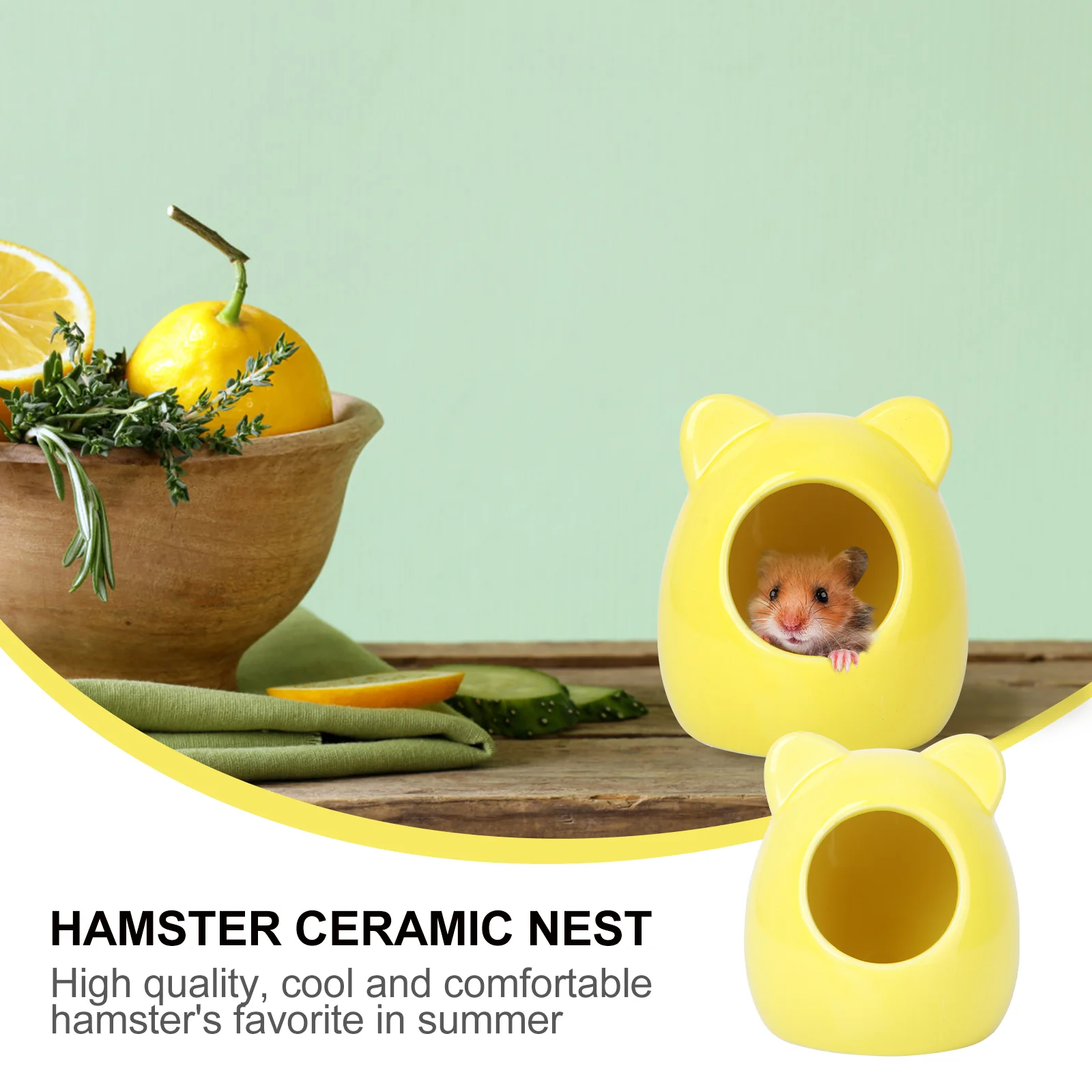 Ceramic Hamster Cartoon Small Animals Bed Houses Habitat Cage Summer Cool Hideout Nest For Chinchilla Squirrel 7.3x7.3x7.8cm